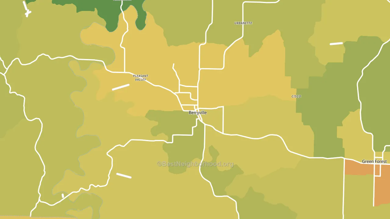 Berryville, AR block-group voter-turnout map