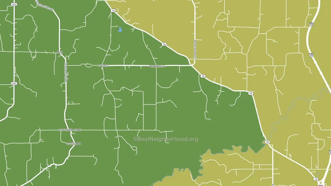 Berryville, MS block-group voter-turnout map