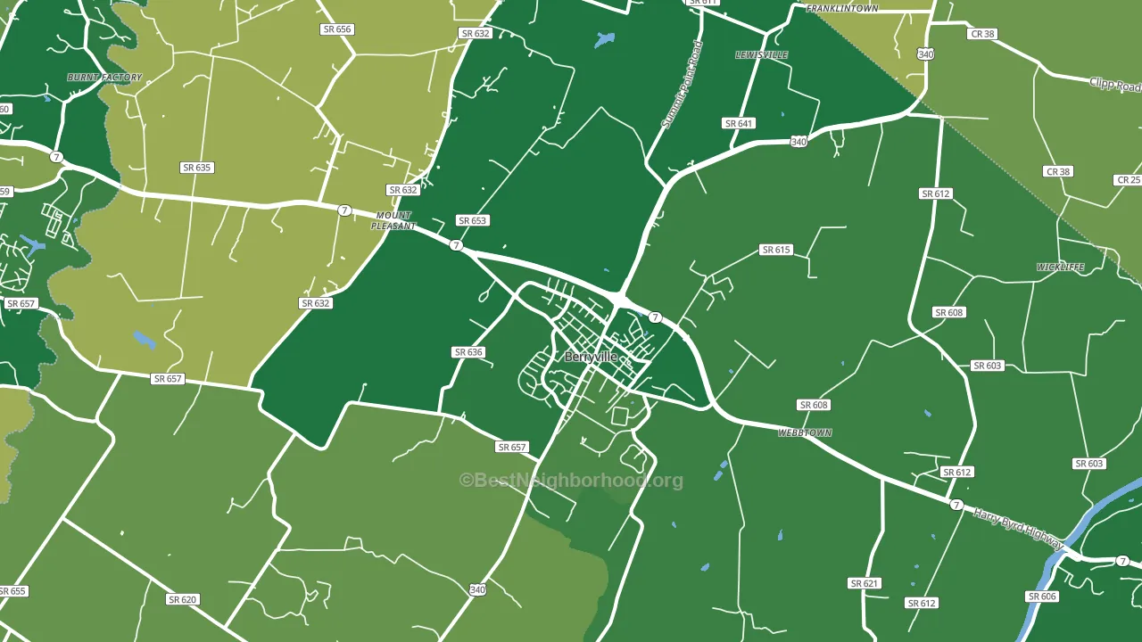 Berryville, VA block-group voter-turnout map