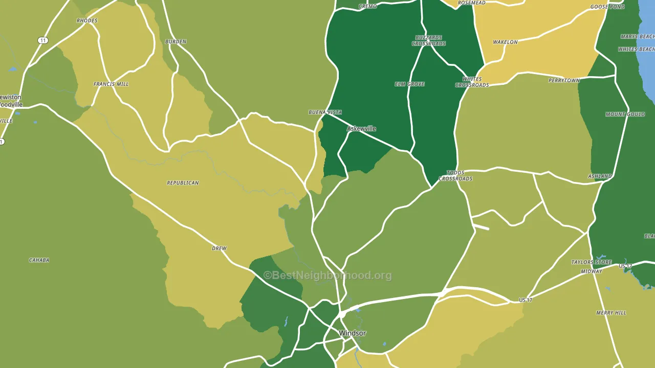 Bertie County, NC block-group voter-turnout map