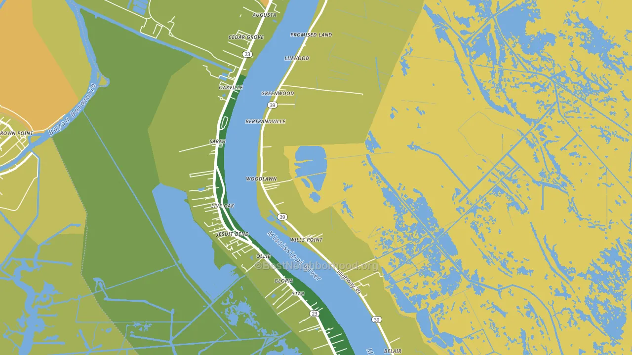 Bertrandville, LA block-group voter-turnout map