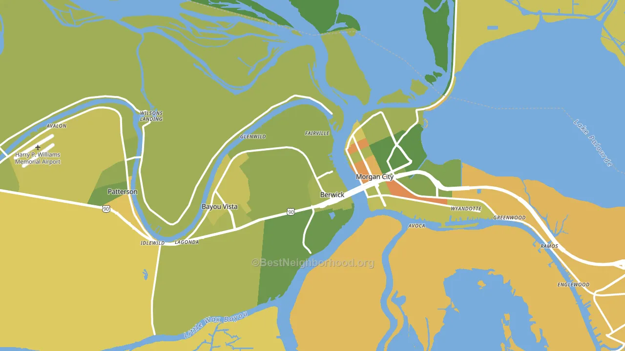 Berwick, LA block-group voter-turnout map