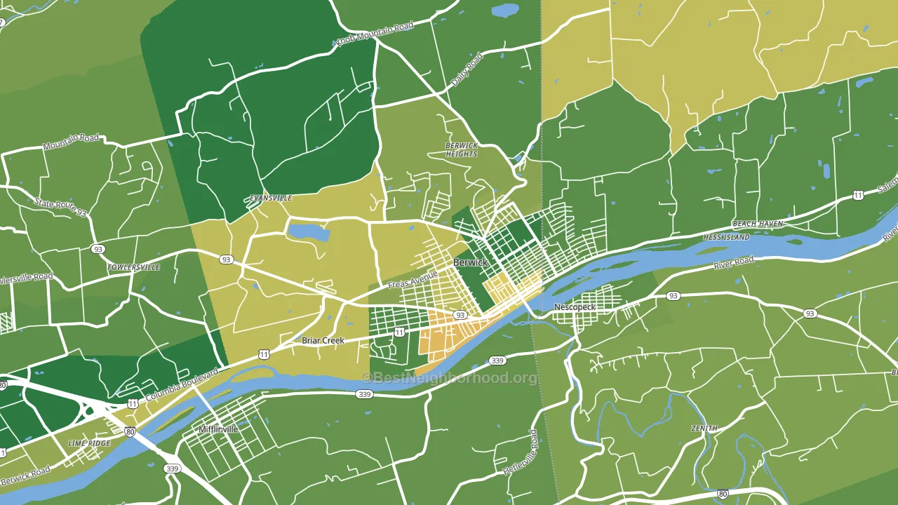 Berwick, PA block-group voter-turnout map