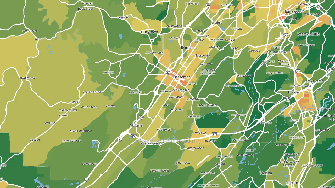 Bessemer, AL block-group voter-turnout map