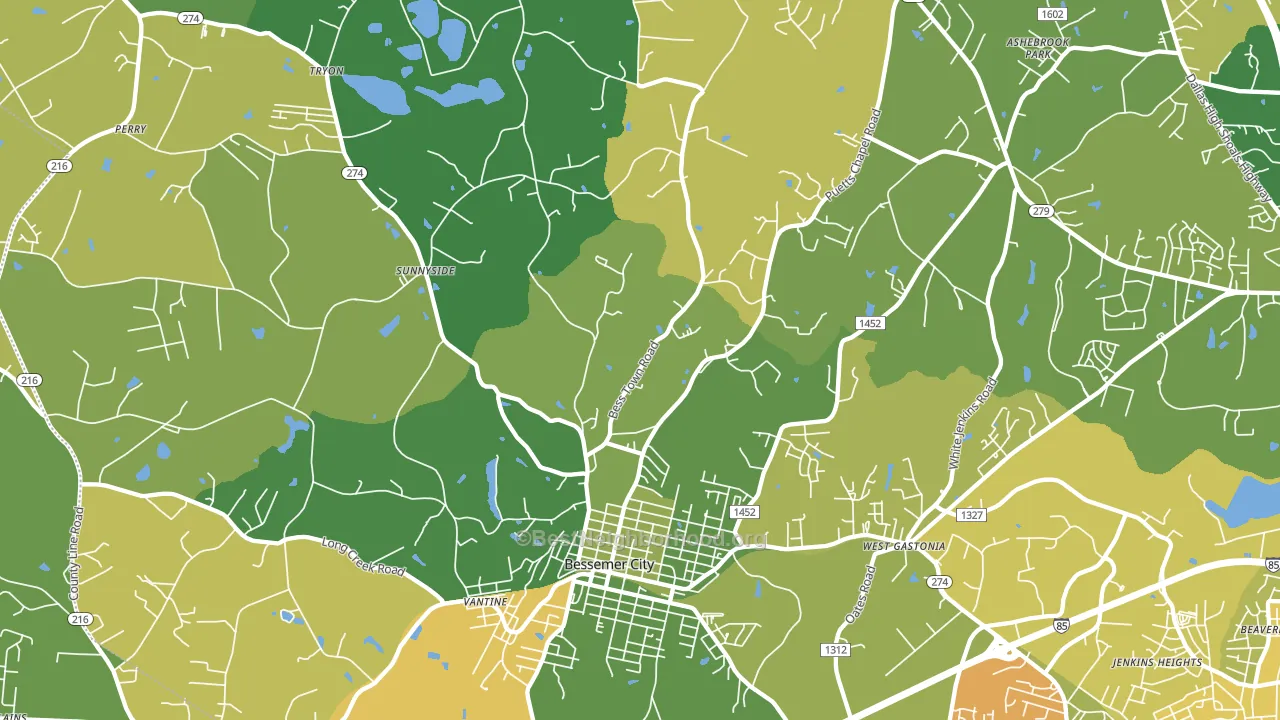 Bessemer City, NC block-group voter-turnout map
