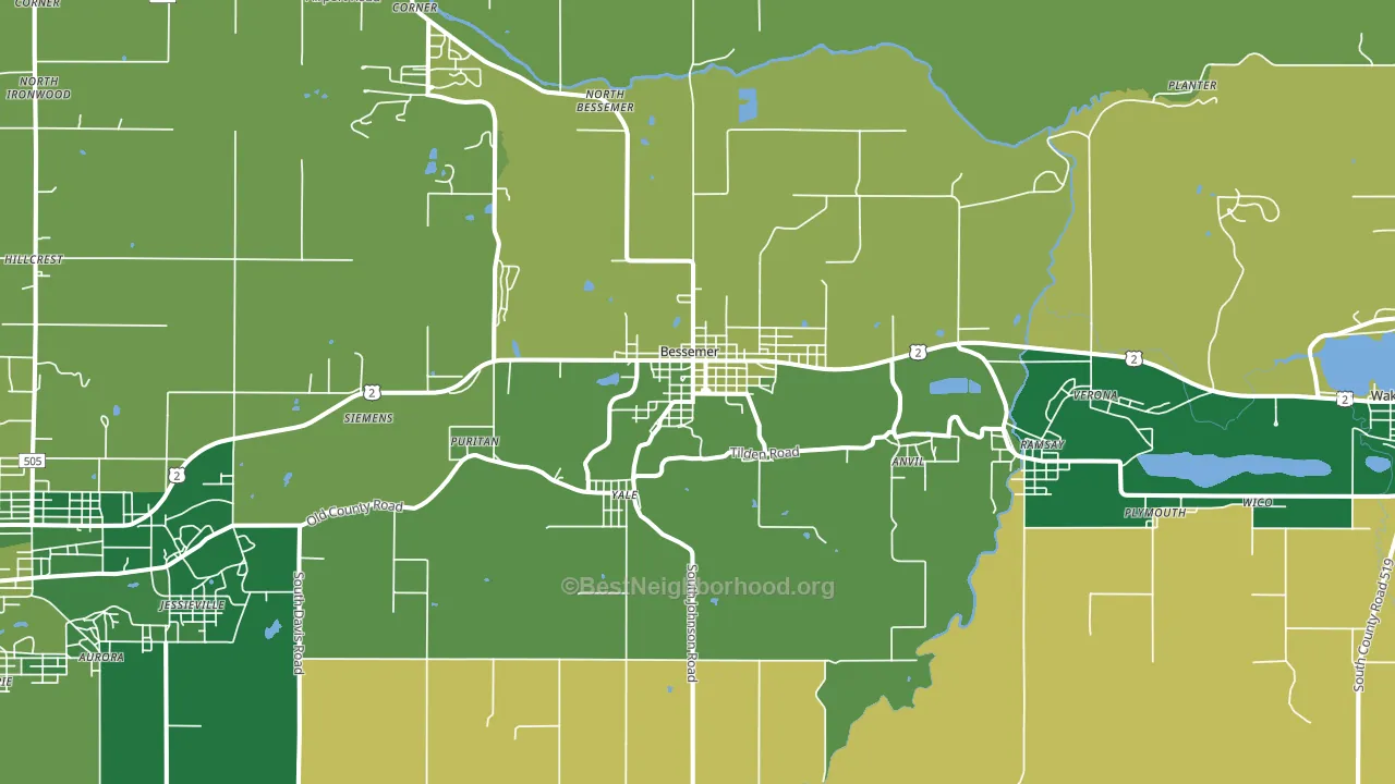 Bessemer, MI block-group voter-turnout map