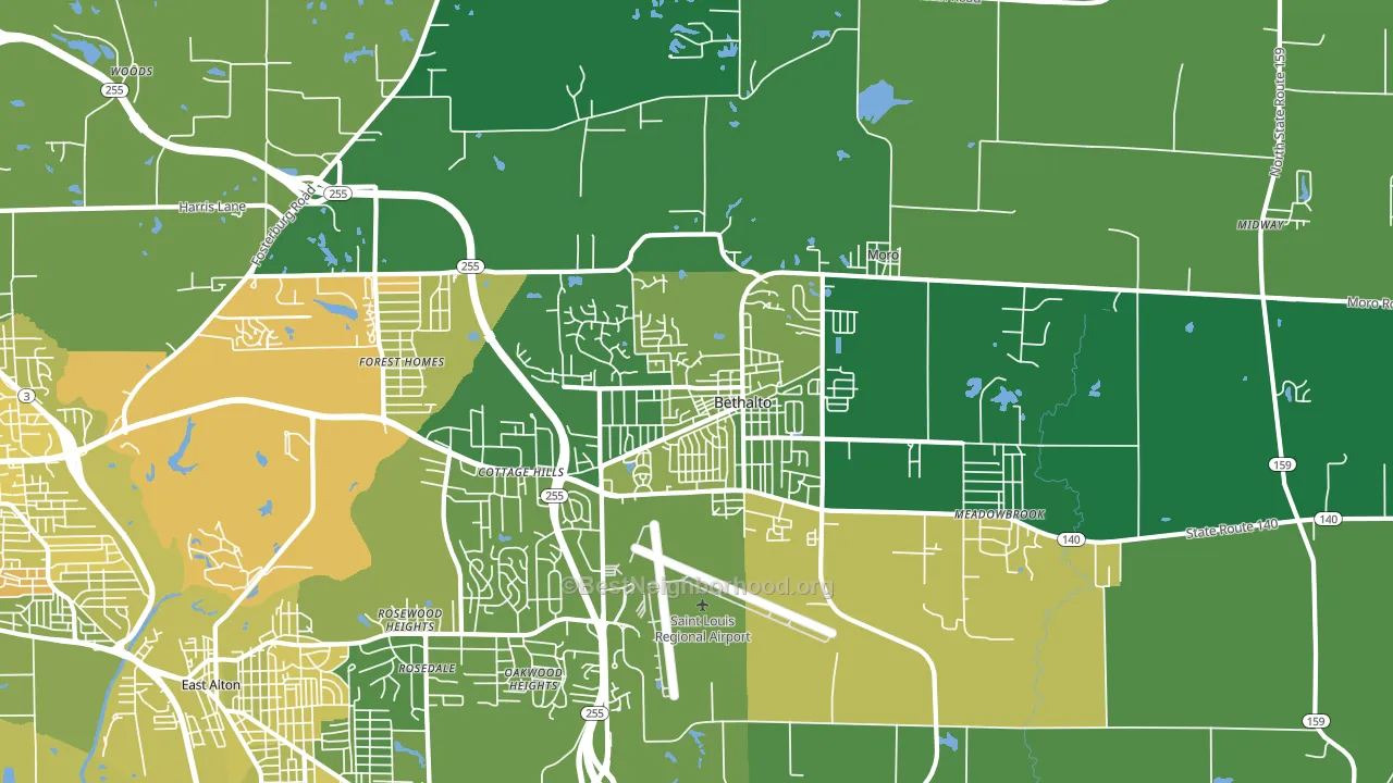 Bethalto, IL block-group voter-turnout map
