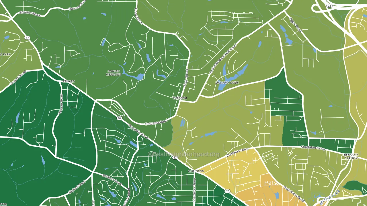 Bethania, NC block-group voter-turnout map