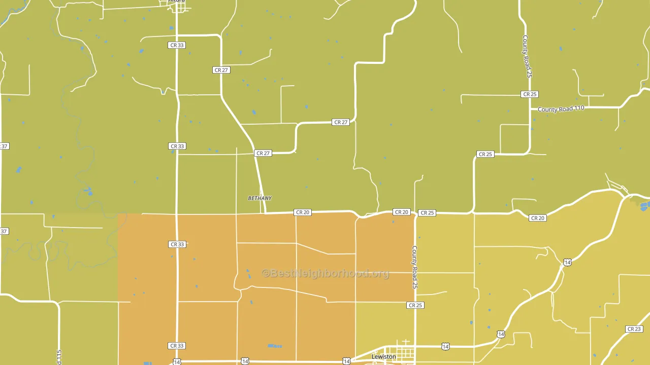 Bethany, MN block-group voter-turnout map