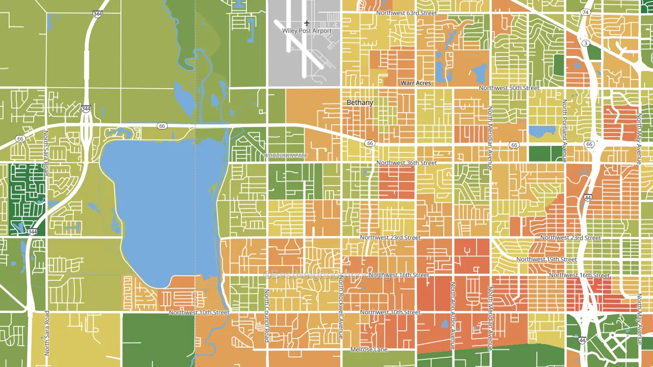 Bethany, OK block-group voter-turnout map