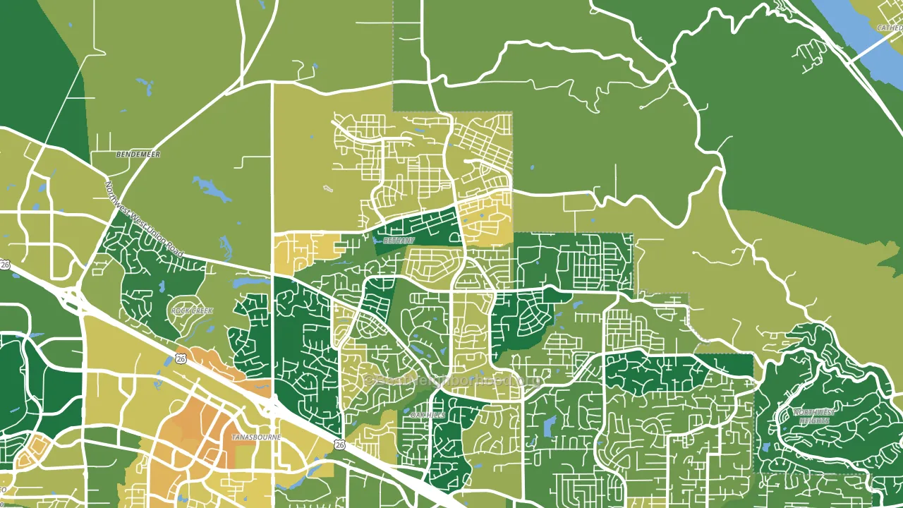 Bethany, OR block-group voter-turnout map