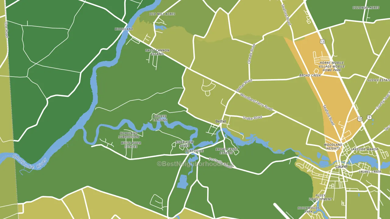 Bethel, DE block-group voter-turnout map