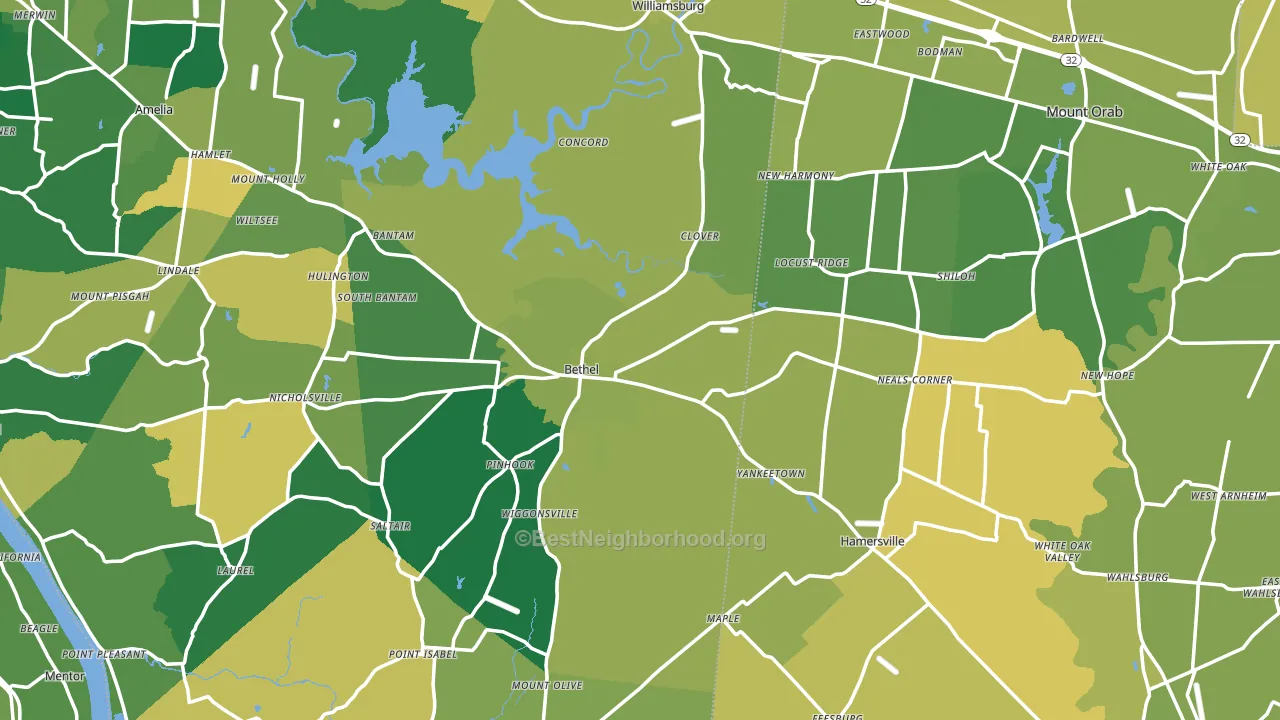 Bethel, OH block-group voter-turnout map