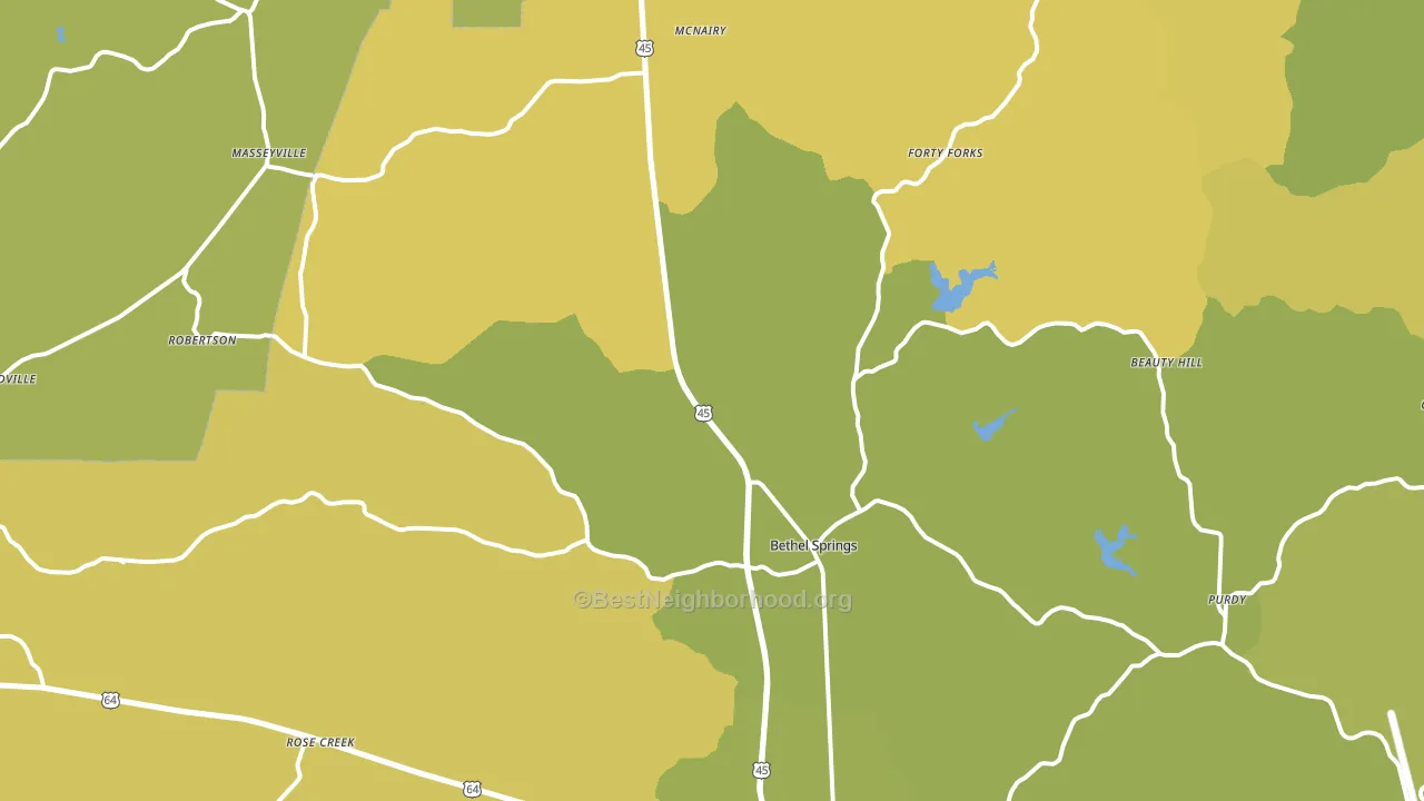 Bethel Springs, TN block-group voter-turnout map