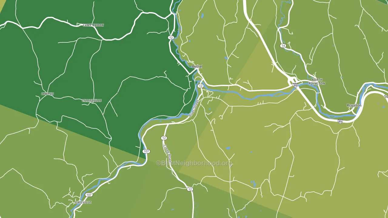 Bethel, VT block-group voter-turnout map