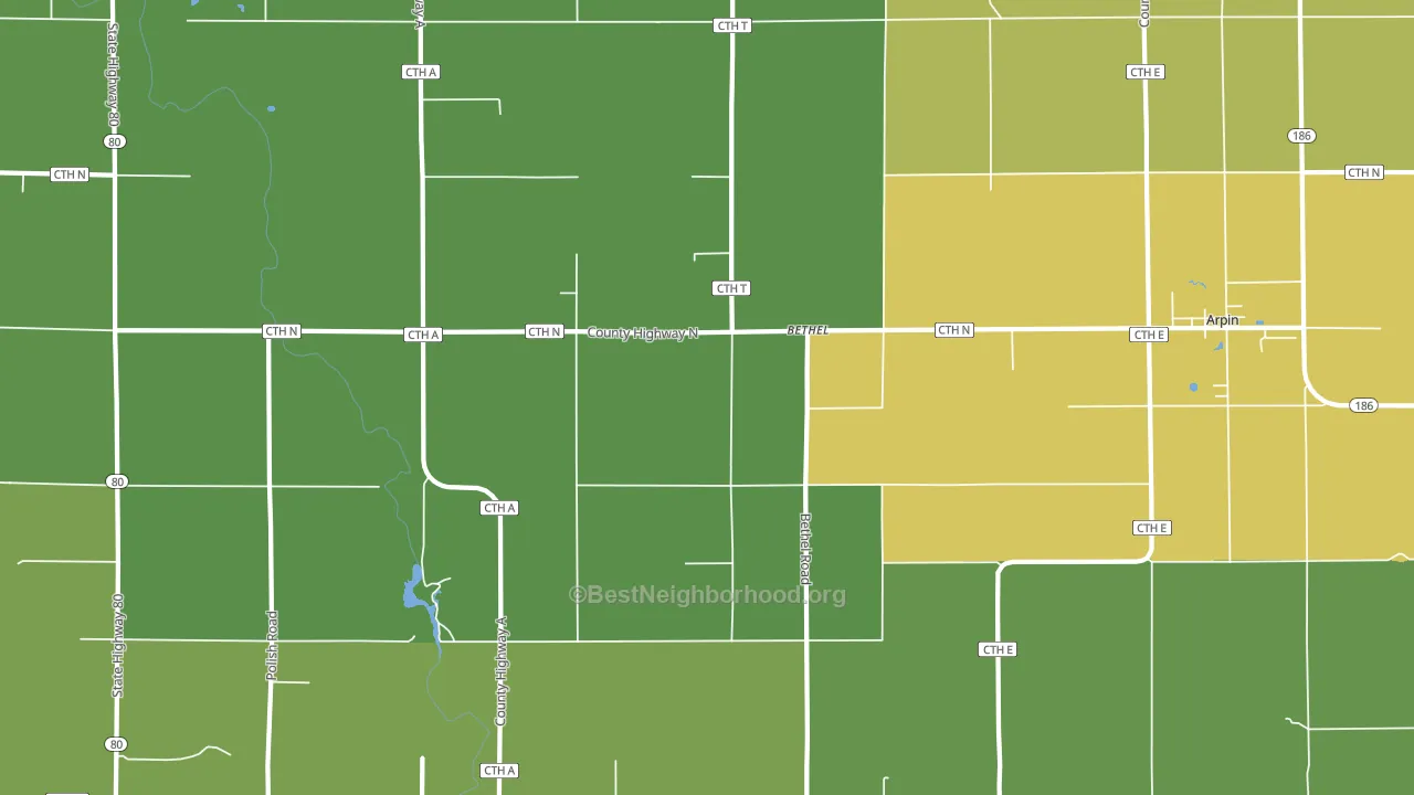 Bethel, WI block-group voter-turnout map
