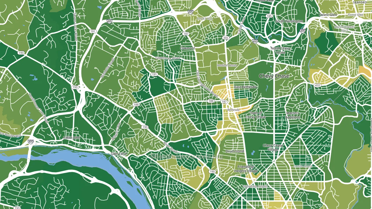 Bethesda, MD block-group voter-turnout map