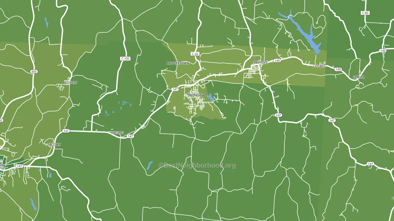 Bethesda, OH block-group voter-turnout map