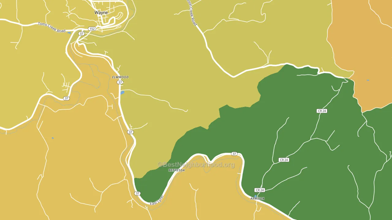 Bethesda, WV block-group voter-turnout map