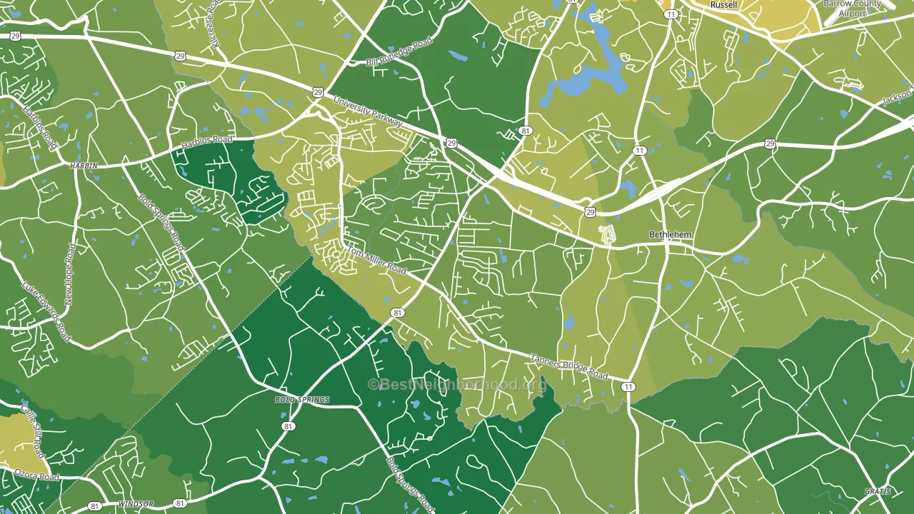 Bethlehem, GA block-group voter-turnout map
