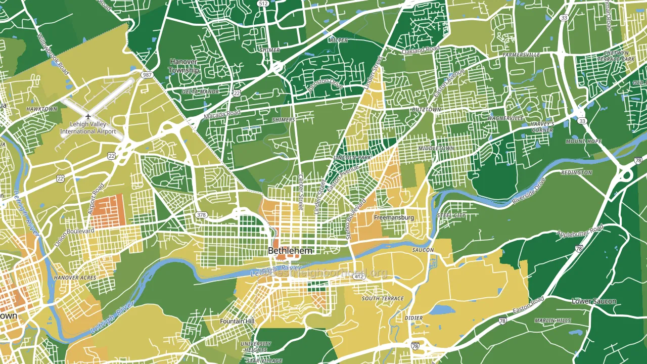 Bethlehem, PA block-group voter-turnout map