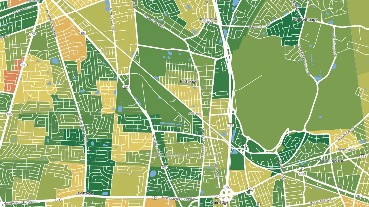 Bethpage, NY block-group voter-turnout map