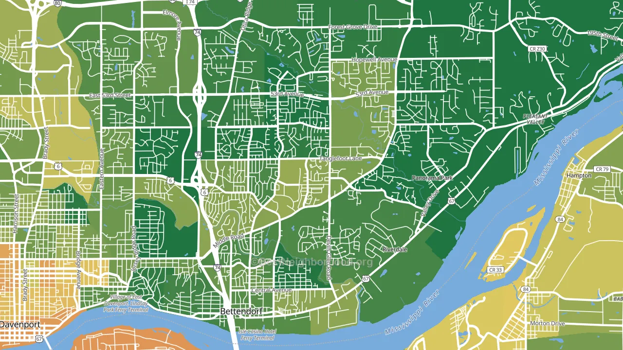 Bettendorf, IA block-group voter-turnout map
