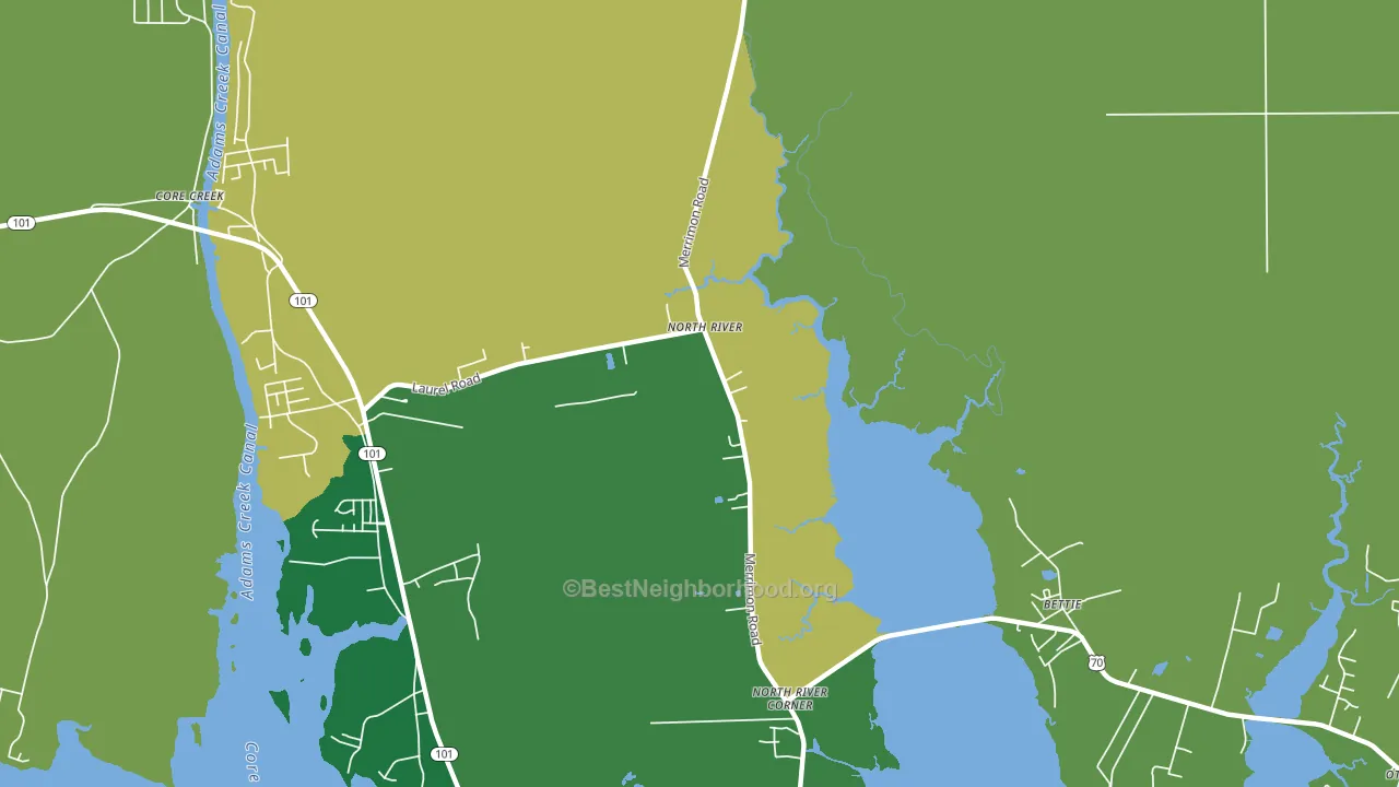 Bettie, NC block-group voter-turnout map