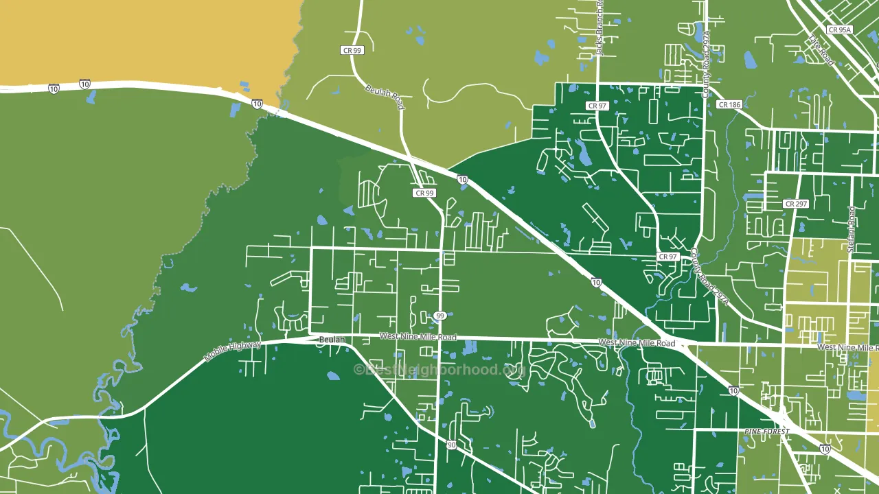 Beulah, FL block-group voter-turnout map