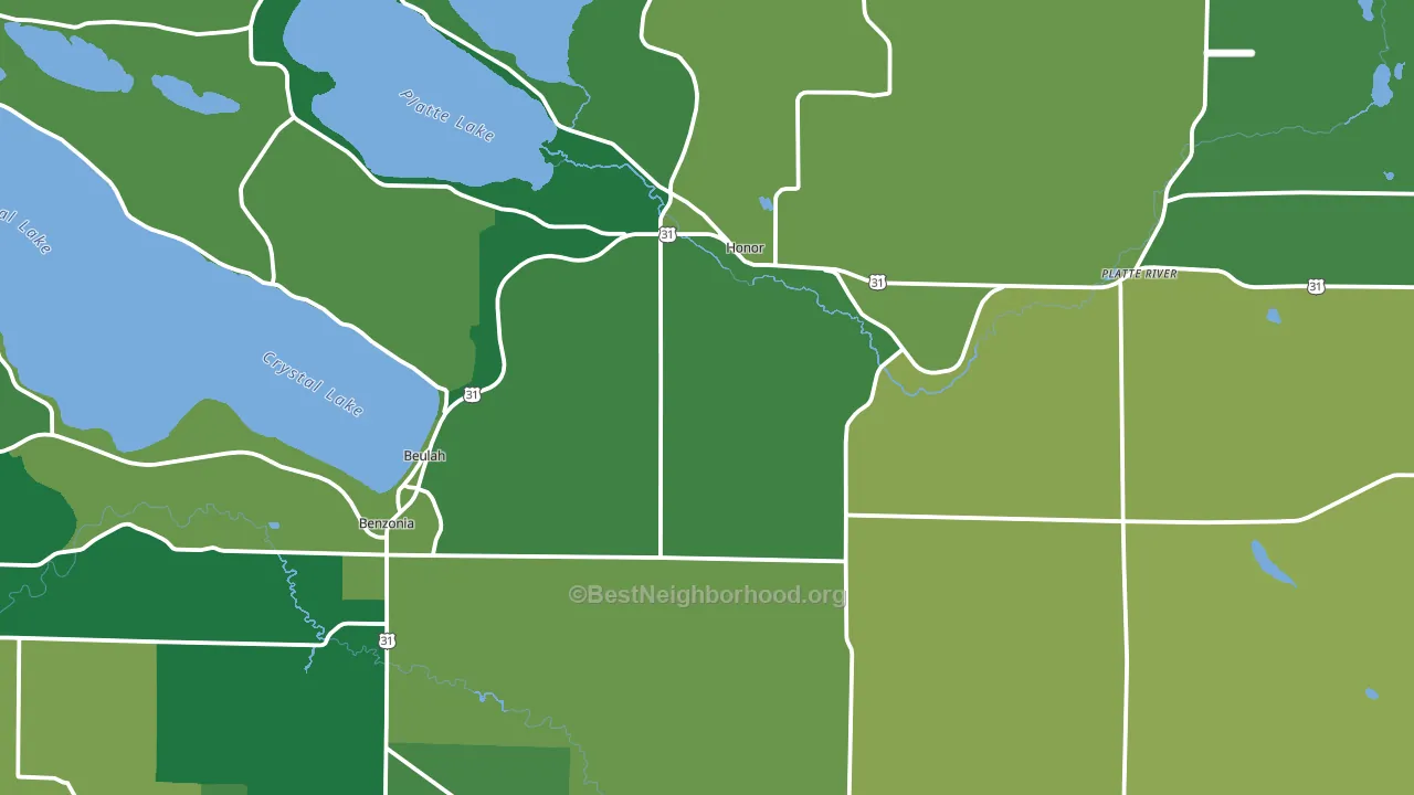 Beulah, MI block-group voter-turnout map