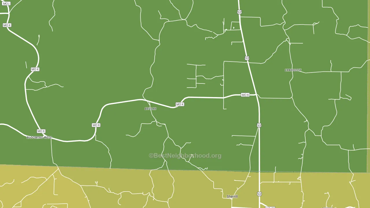 Beulah, MO block-group voter-turnout map