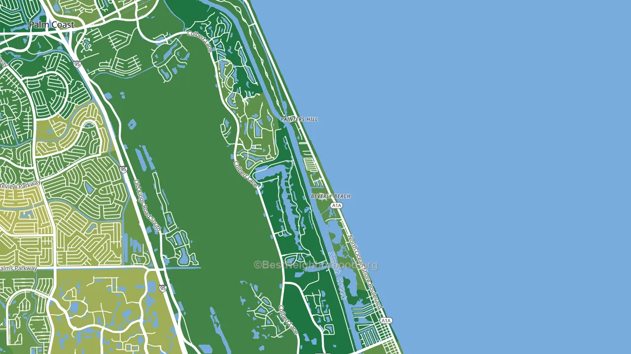 Beverly Beach, FL block-group voter-turnout map