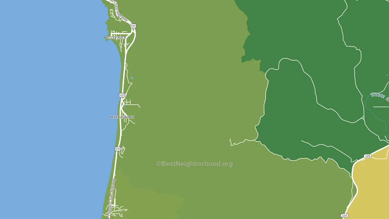 Beverly Beach, OR block-group voter-turnout map