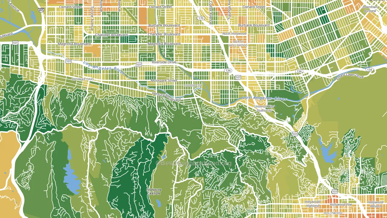 Beverly Glen, Studio City, CA block-group voter-turnout map