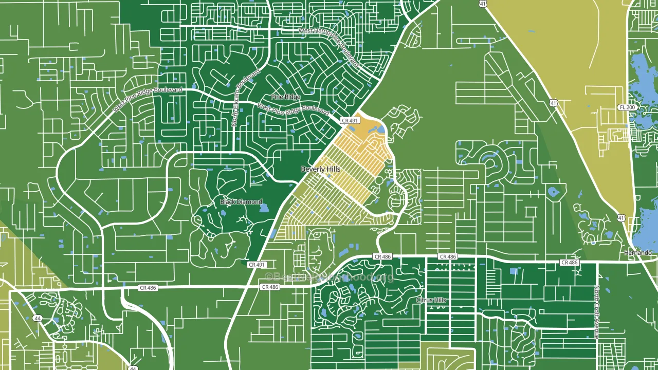 Beverly Hills, FL block-group voter-turnout map