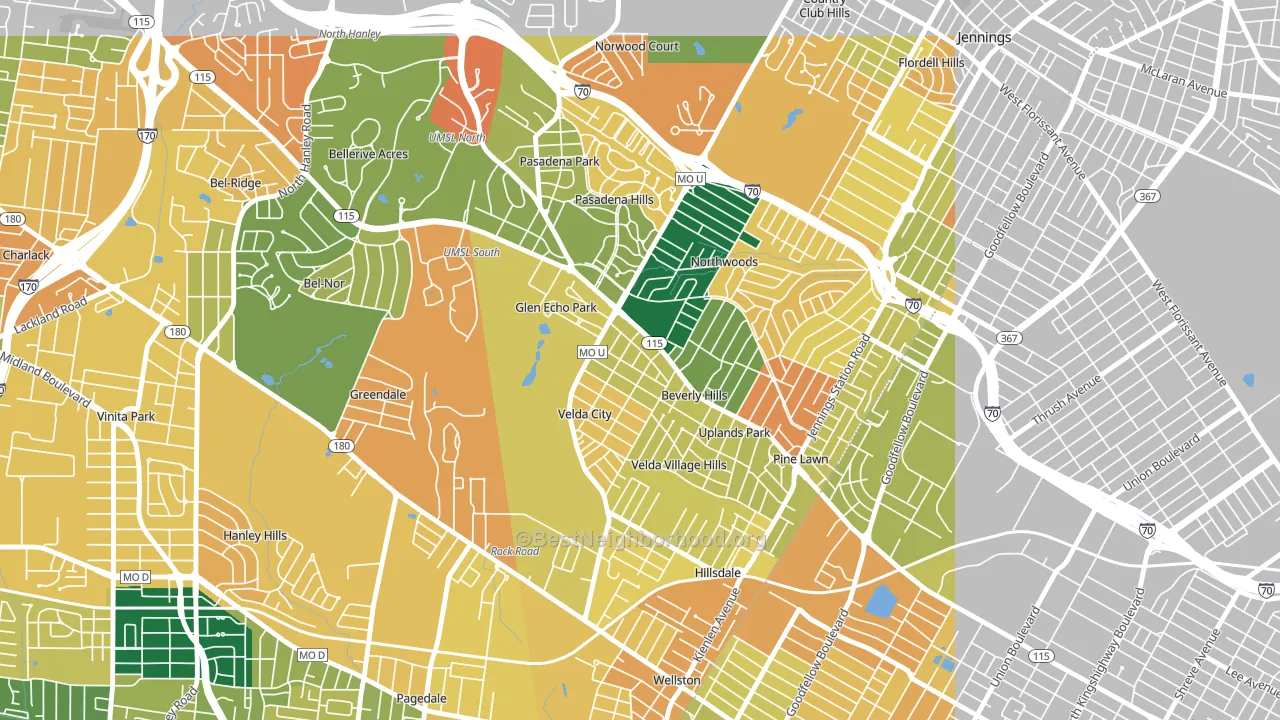 Beverly Hills, MO block-group voter-turnout map