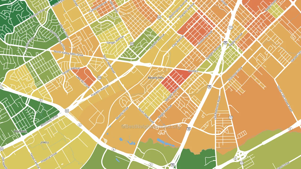 Beverly Hills, TX block-group voter-turnout map