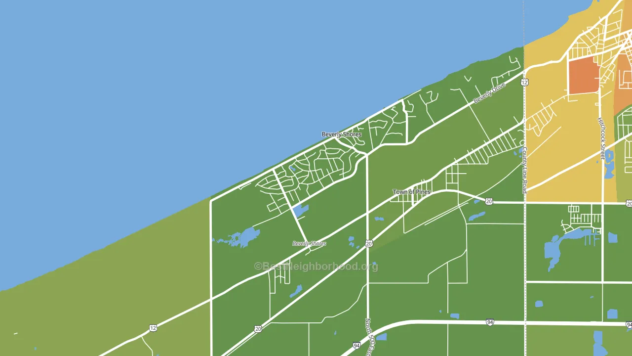 Beverly Shores, IN block-group voter-turnout map