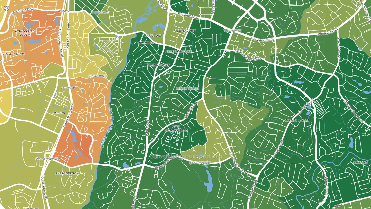 Beverly Woods, Charlotte, NC block-group voter-turnout map