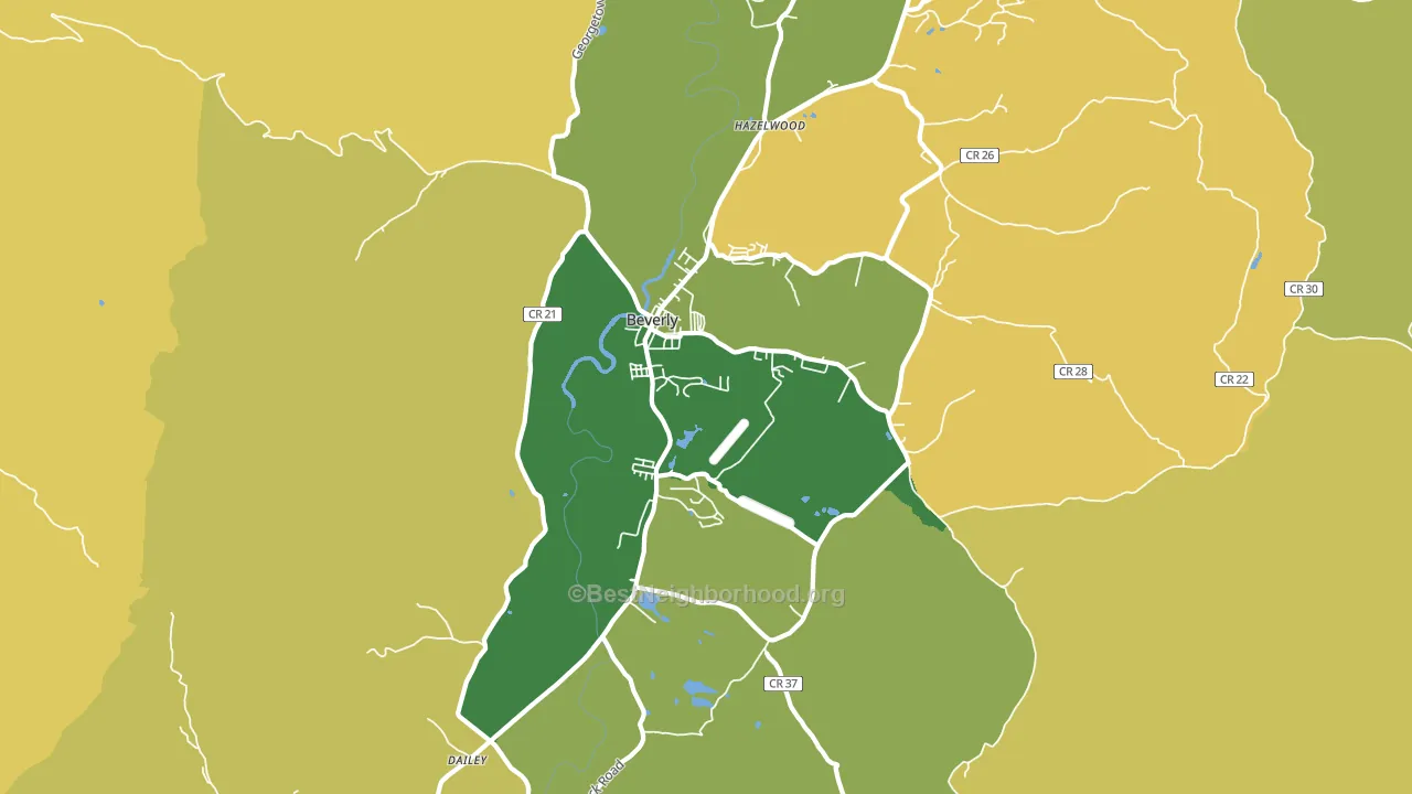 Beverly, WV block-group voter-turnout map