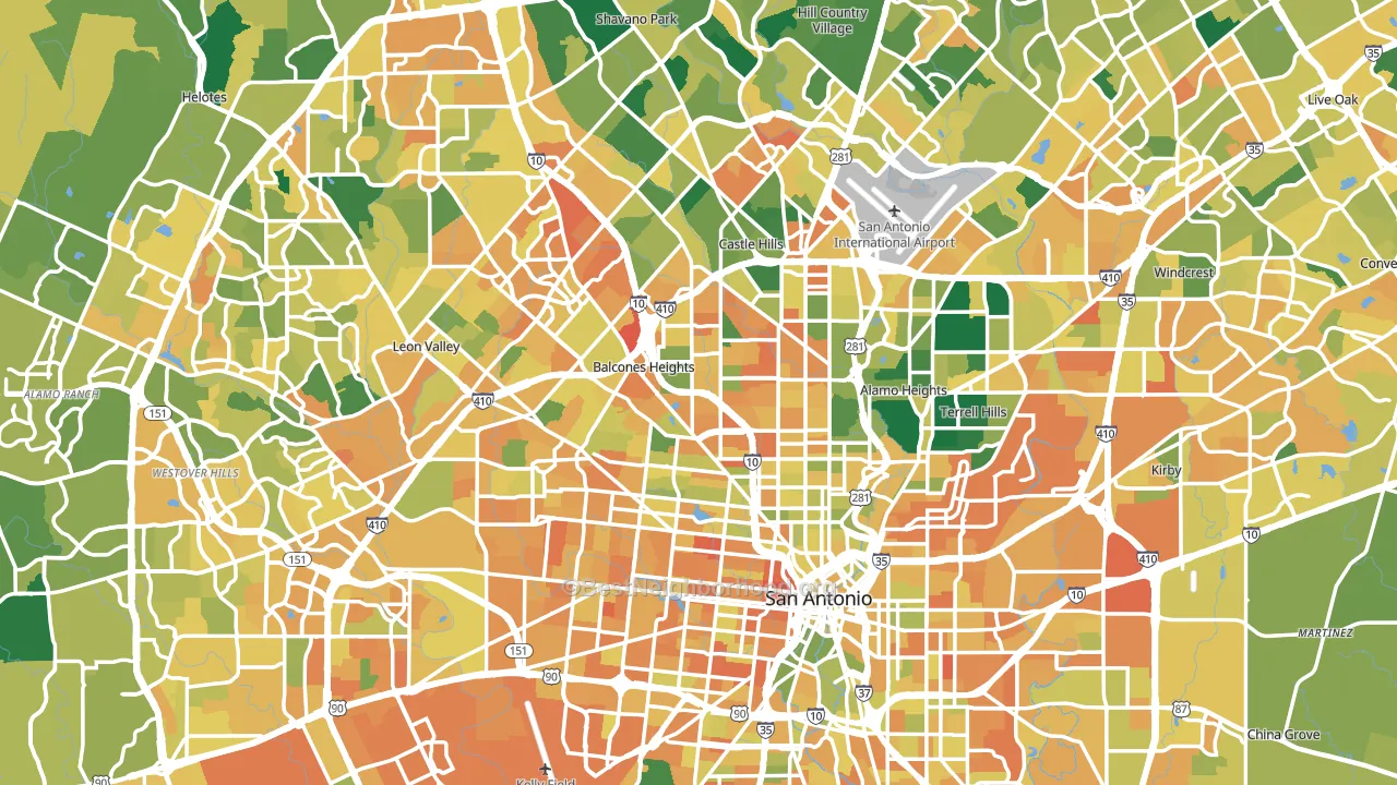 Bexar County, TX block-group voter-turnout map