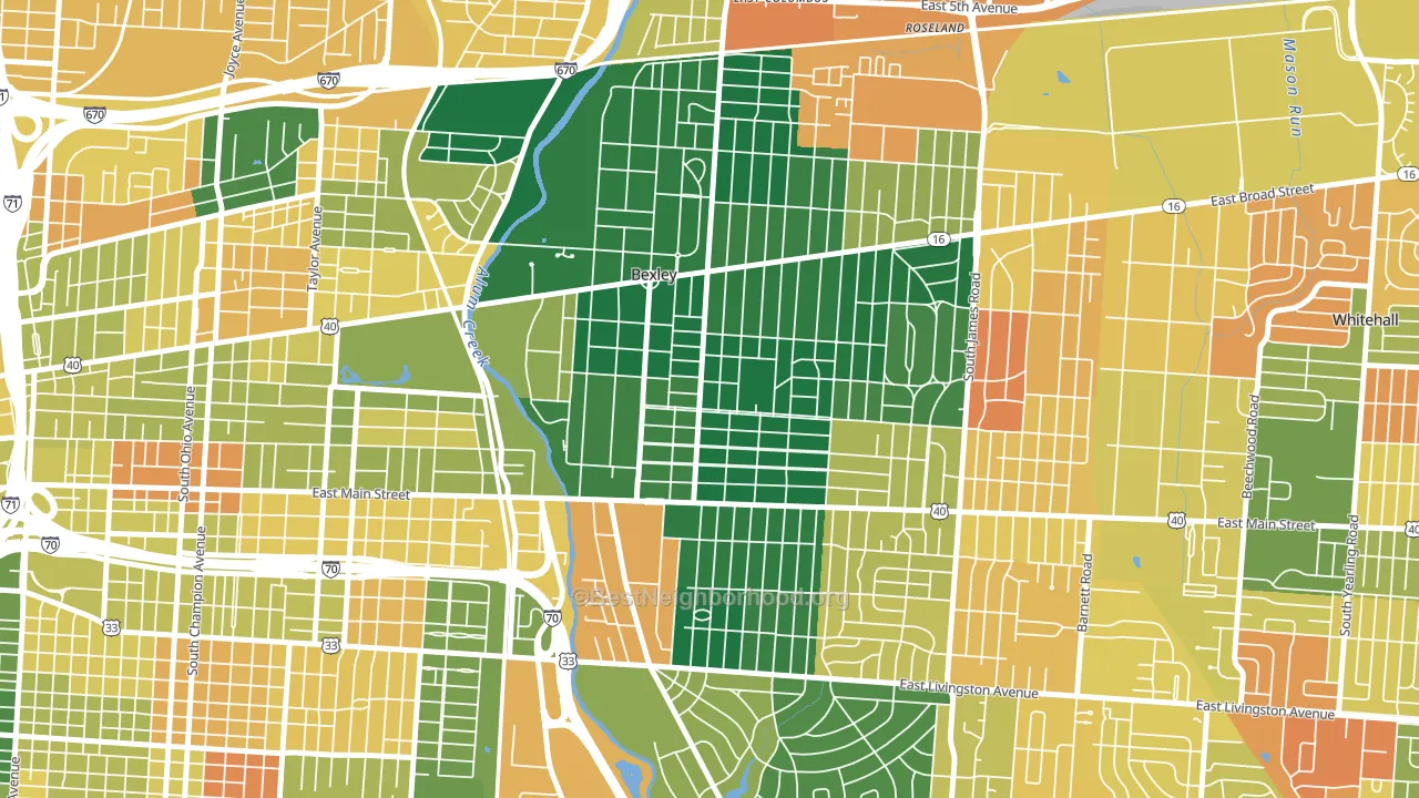 Bexley, OH block-group voter-turnout map