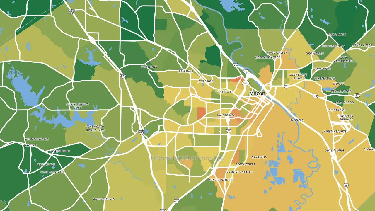 Bibb County, GA block-group voter-turnout map