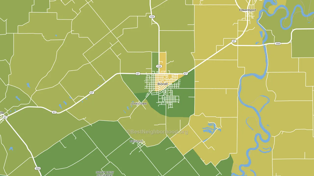 Bicknell, IN block-group voter-turnout map