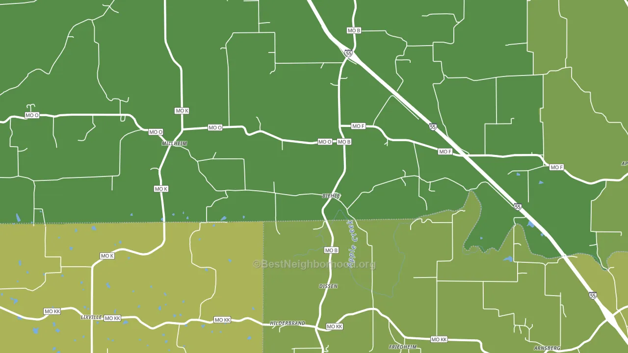 Biehle, MO block-group voter-turnout map