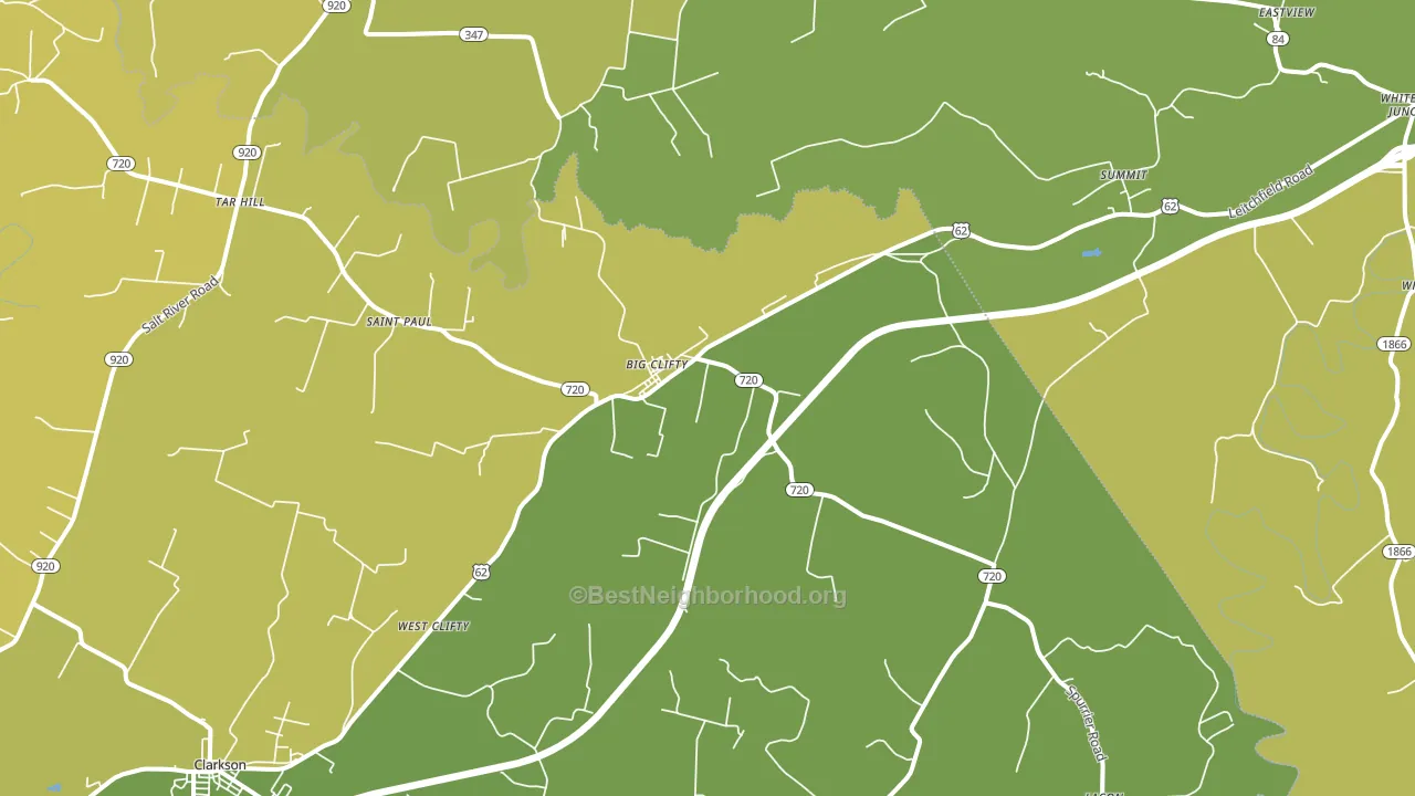 Big Clifty, KY block-group voter-turnout map