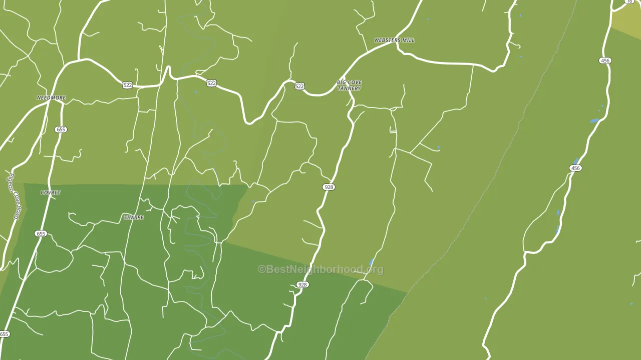 Big Cove Tannery, PA block-group voter-turnout map