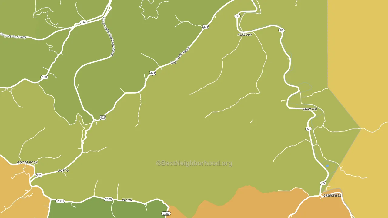 Big Creek, KY block-group voter-turnout map