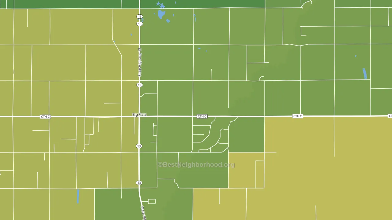 Big Flats, WI block-group voter-turnout map
