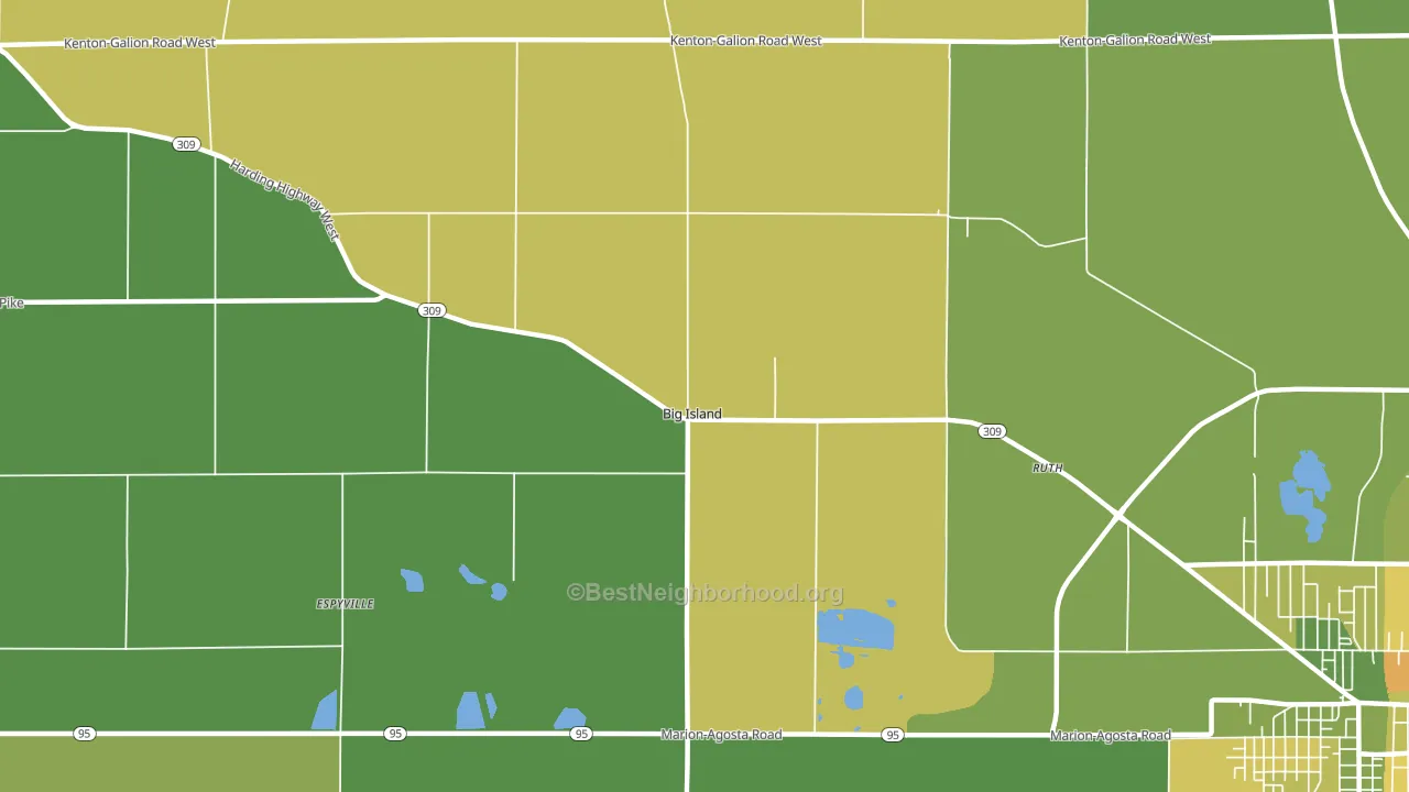 Big Island, OH block-group voter-turnout map